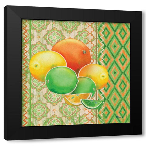 Fruit Ikat IV Black Modern Wood Framed Art Print with Double Matting by Brent, Paul