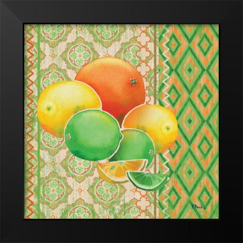 Fruit Ikat IV Black Modern Wood Framed Art Print by Brent, Paul