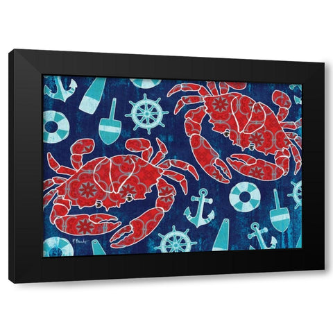 Pattern Crabs Black Modern Wood Framed Art Print by Brent, Paul