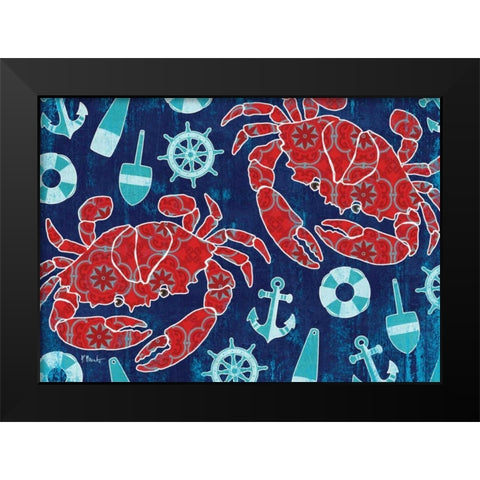 Pattern Crabs Black Modern Wood Framed Art Print by Brent, Paul