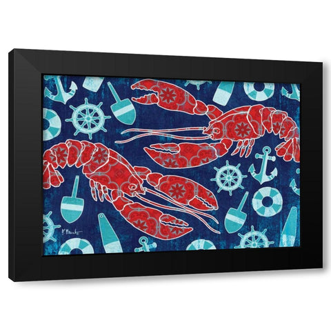 Pattern Lobsters Black Modern Wood Framed Art Print with Double Matting by Brent, Paul
