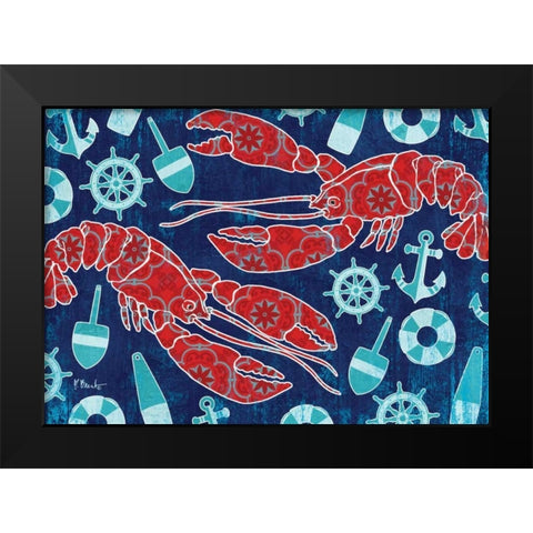 Pattern Lobsters Black Modern Wood Framed Art Print by Brent, Paul