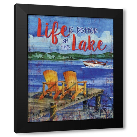 Lake Time Vertical II Black Modern Wood Framed Art Print with Double Matting by Brent, Paul