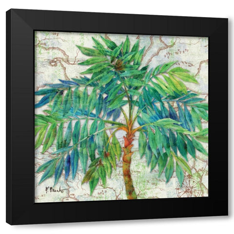 Aqueous Palm I Black Modern Wood Framed Art Print with Double Matting by Brent, Paul