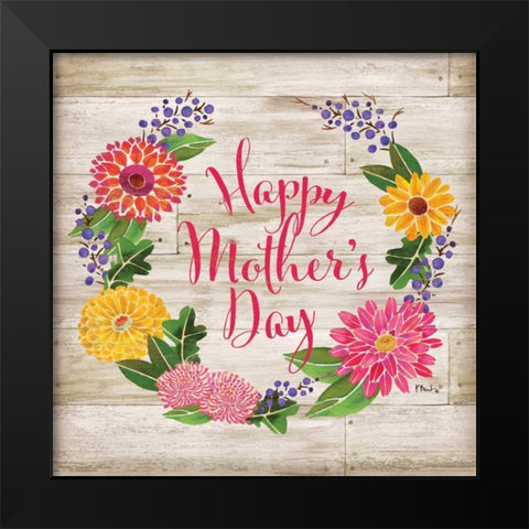 Happy Mothers Day Black Modern Wood Framed Art Print by Brent, Paul