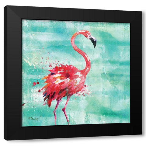 Arianna Flamingo I Black Modern Wood Framed Art Print with Double Matting by Brent, Paul