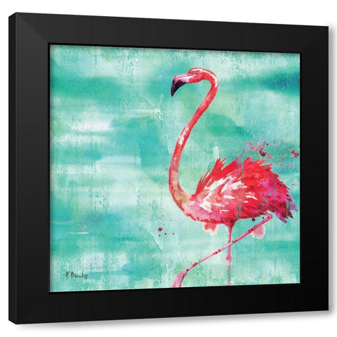 Arianna Flamingo II Black Modern Wood Framed Art Print with Double Matting by Brent, Paul