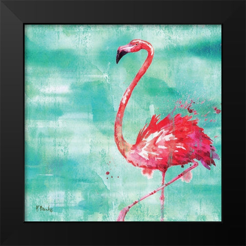 Arianna Flamingo II Black Modern Wood Framed Art Print by Brent, Paul