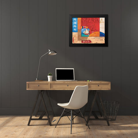 Portofino Collage II Black Modern Wood Framed Art Print by Brent, Paul