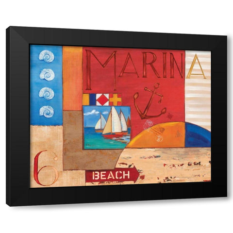 Portofino Collage II Black Modern Wood Framed Art Print with Double Matting by Brent, Paul