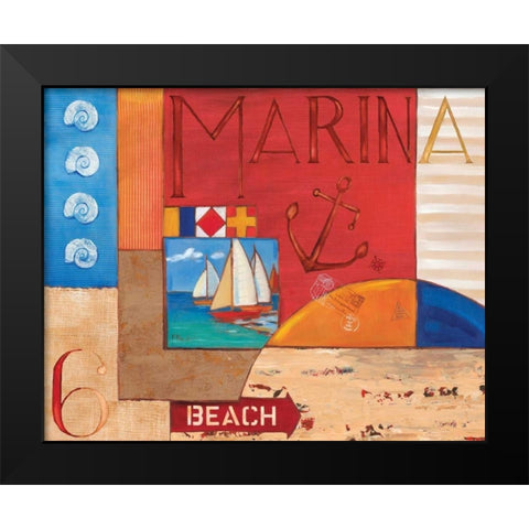 Portofino Collage II Black Modern Wood Framed Art Print by Brent, Paul