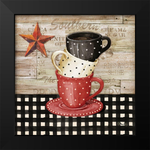 Farmhouse Coffe Cups I Black Modern Wood Framed Art Print by Brent, Paul