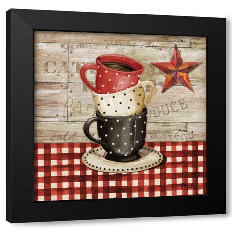Farmhouse Coffee Cups II Black Modern Wood Framed Art Print with Double Matting by Brent, Paul