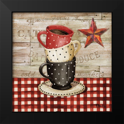 Farmhouse Coffee Cups II Black Modern Wood Framed Art Print by Brent, Paul