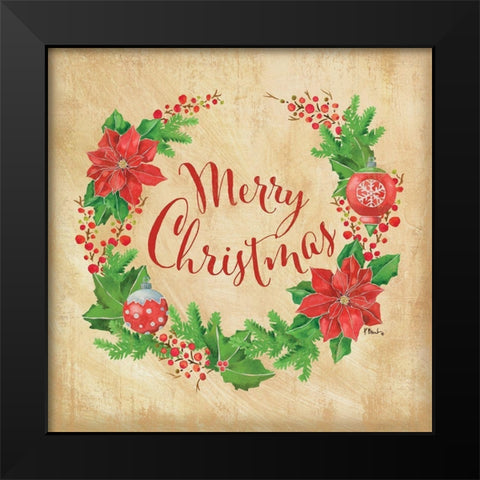 Christmas Wreath Black Modern Wood Framed Art Print by Brent, Paul