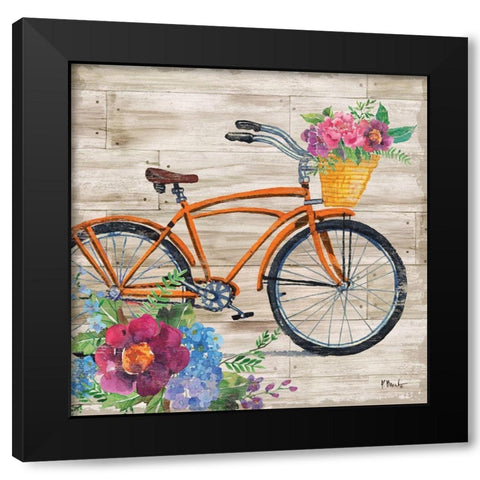 Petal Pusher III Black Modern Wood Framed Art Print with Double Matting by Brent, Paul