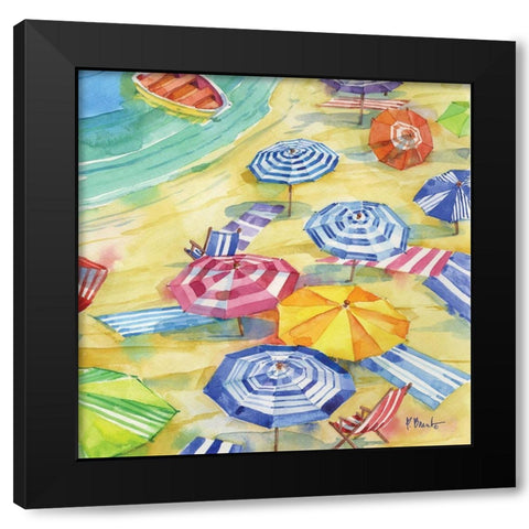 Umbrella Cove II Black Modern Wood Framed Art Print with Double Matting by Brent, Paul