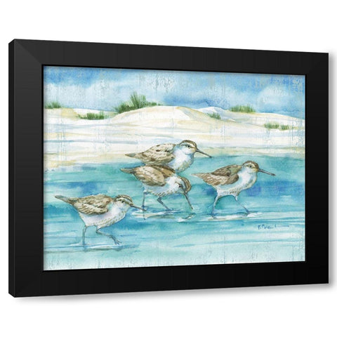 Sandy Sandpipers I Black Modern Wood Framed Art Print with Double Matting by Brent, Paul