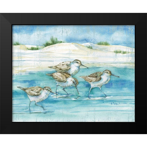 Sandy Sandpipers I Black Modern Wood Framed Art Print by Brent, Paul