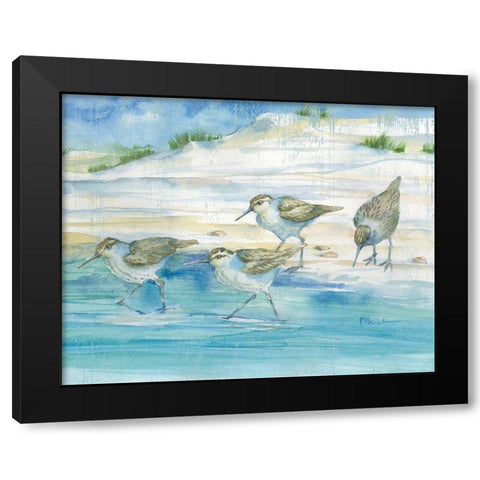 Sandy Sandpipers II Black Modern Wood Framed Art Print by Brent, Paul