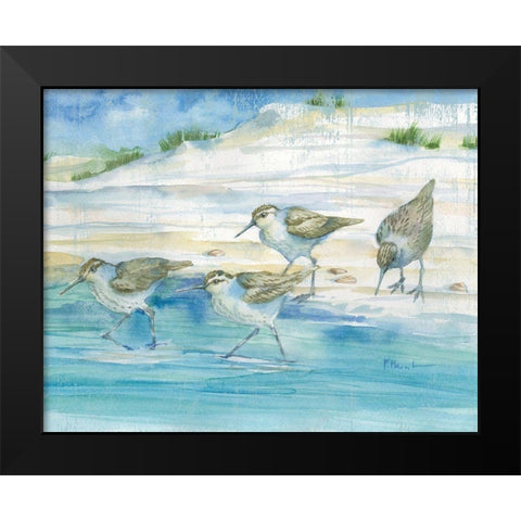 Sandy Sandpipers II Black Modern Wood Framed Art Print by Brent, Paul