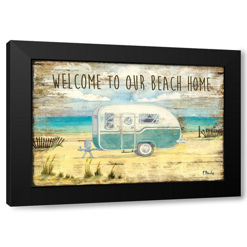 Beach Camping Black Modern Wood Framed Art Print with Double Matting by Brent, Paul
