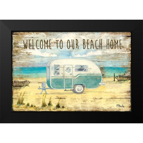Beach Camping Black Modern Wood Framed Art Print by Brent, Paul