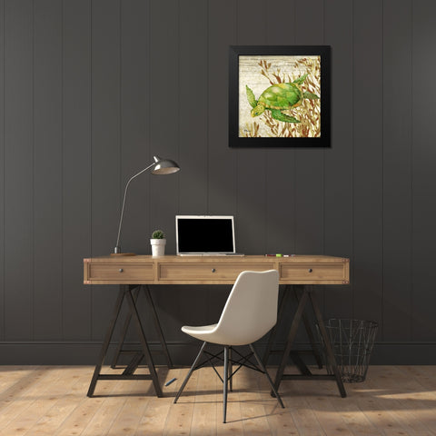 Calypso Turtles II Black Modern Wood Framed Art Print by Brent, Paul