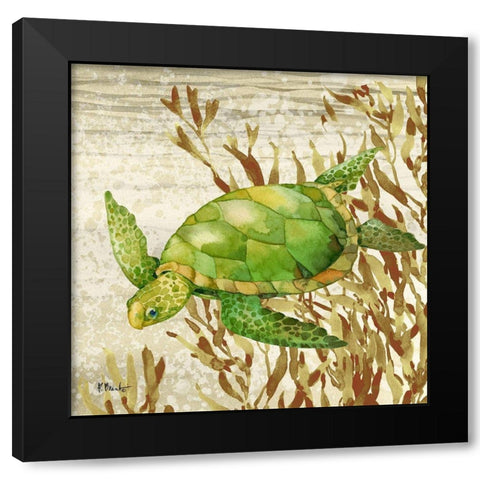 Calypso Turtles II Black Modern Wood Framed Art Print with Double Matting by Brent, Paul