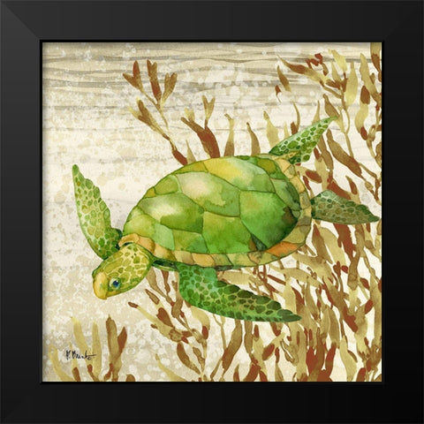 Calypso Turtles II Black Modern Wood Framed Art Print by Brent, Paul