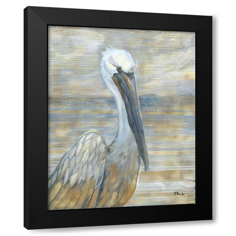 Golden Salty Pelican Black Modern Wood Framed Art Print with Double Matting by Brent, Paul