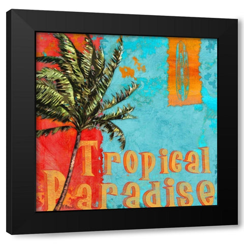 Rojo Palm I Black Modern Wood Framed Art Print with Double Matting by Brent, Paul