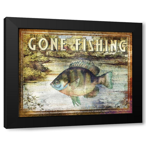 Gone Fishing Black Modern Wood Framed Art Print with Double Matting by Brent, Paul