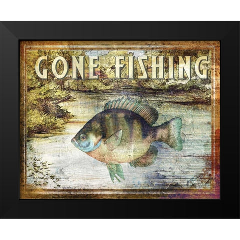 Gone Fishing Black Modern Wood Framed Art Print by Brent, Paul