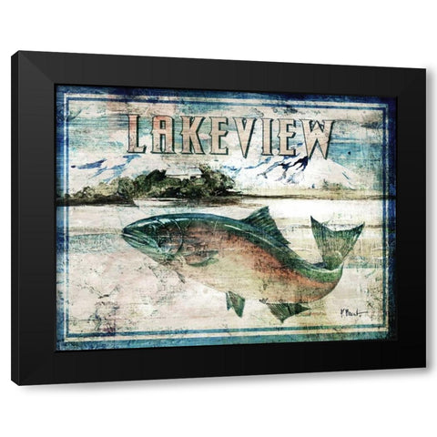 Lakeview Black Modern Wood Framed Art Print with Double Matting by Brent, Paul