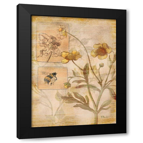 Flora Bumble Bee Black Modern Wood Framed Art Print with Double Matting by Brent, Paul
