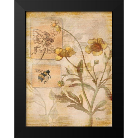 Flora Bumble Bee Black Modern Wood Framed Art Print by Brent, Paul