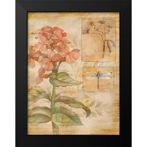 Flora Dragonfly Black Modern Wood Framed Art Print by Brent, Paul
