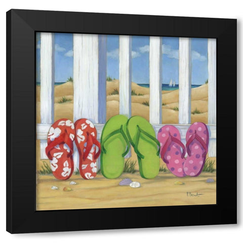 Flip Flop Beach I Black Modern Wood Framed Art Print with Double Matting by Brent, Paul