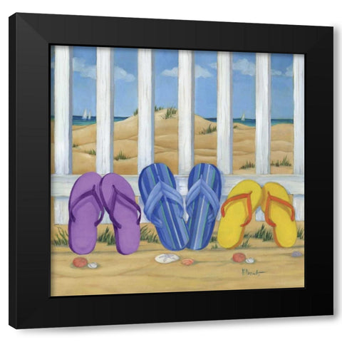 Flip Flop Beach II Black Modern Wood Framed Art Print with Double Matting by Brent, Paul