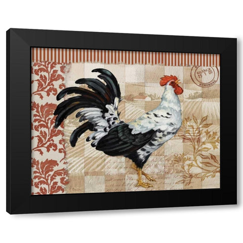Bergerac Rooster Red I Black Modern Wood Framed Art Print with Double Matting by Brent, Paul