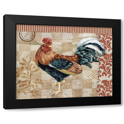 Bergerac Rooster Red II Black Modern Wood Framed Art Print with Double Matting by Brent, Paul