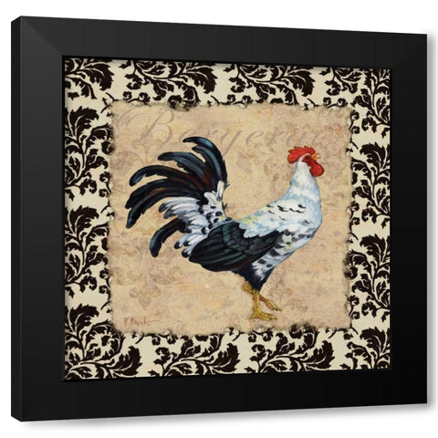 Bergerac Rooster Black I Black Modern Wood Framed Art Print with Double Matting by Brent, Paul