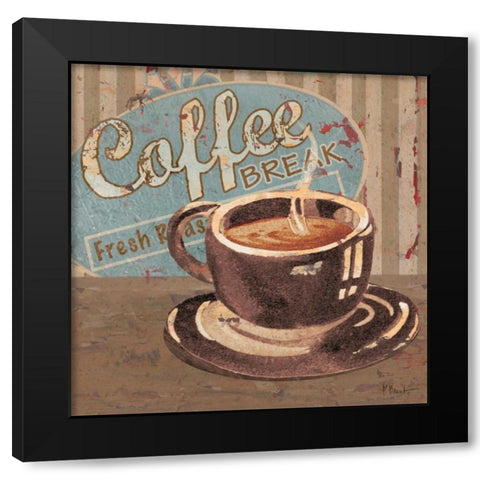 Coffee Brew Sign I Black Modern Wood Framed Art Print with Double Matting by Brent, Paul