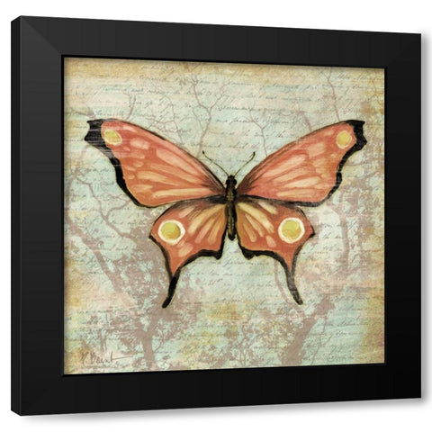 Vintage Butterflies I Black Modern Wood Framed Art Print with Double Matting by Brent, Paul