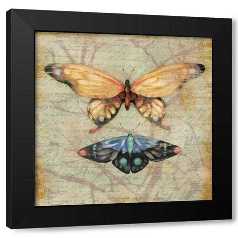 Vintage Butterflies II Black Modern Wood Framed Art Print with Double Matting by Brent, Paul