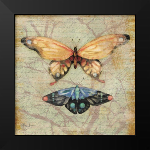Vintage Butterflies II Black Modern Wood Framed Art Print by Brent, Paul