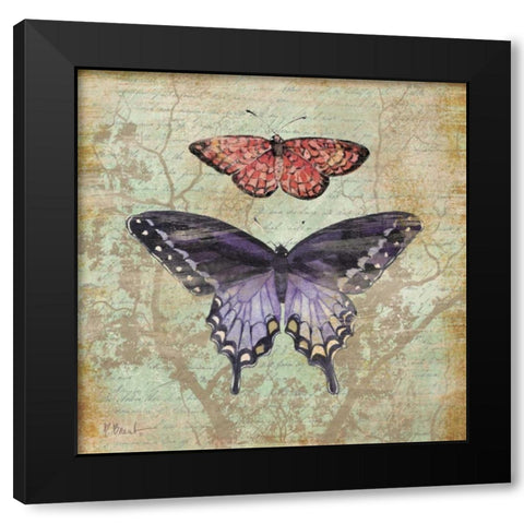 Vintage Butterflies IV Black Modern Wood Framed Art Print with Double Matting by Brent, Paul