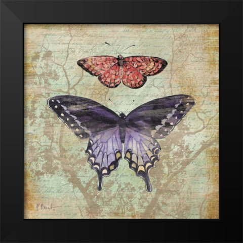 Vintage Butterflies IV Black Modern Wood Framed Art Print by Brent, Paul