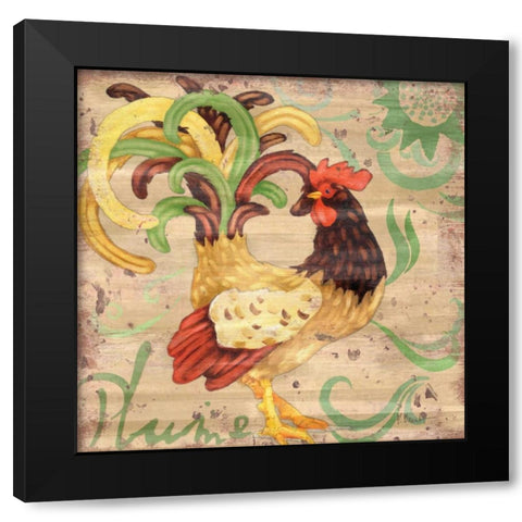 Royale Rooster III Black Modern Wood Framed Art Print with Double Matting by Brent, Paul